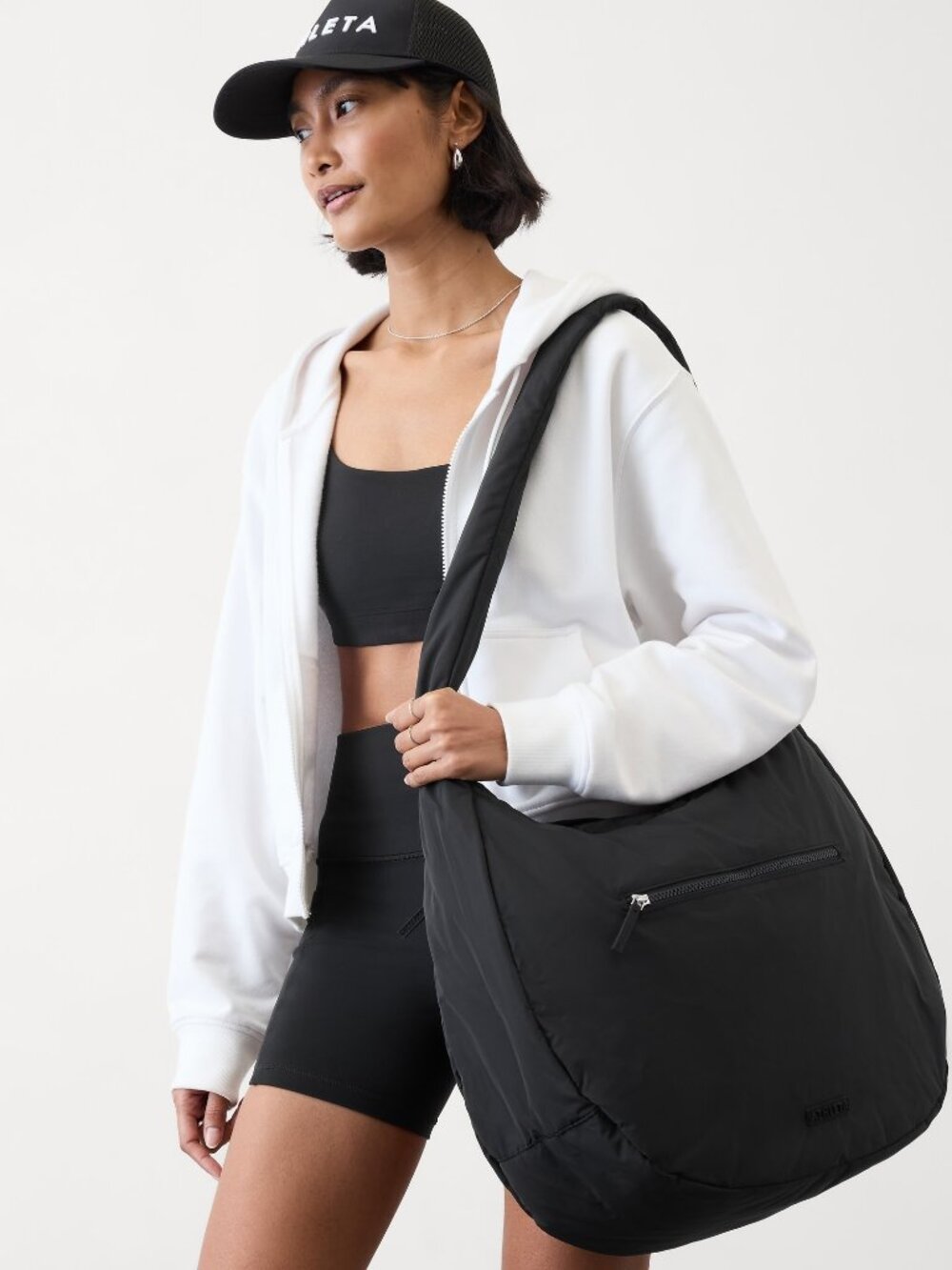 Athleta All About Oversized Crossbody Hobo Bag Black